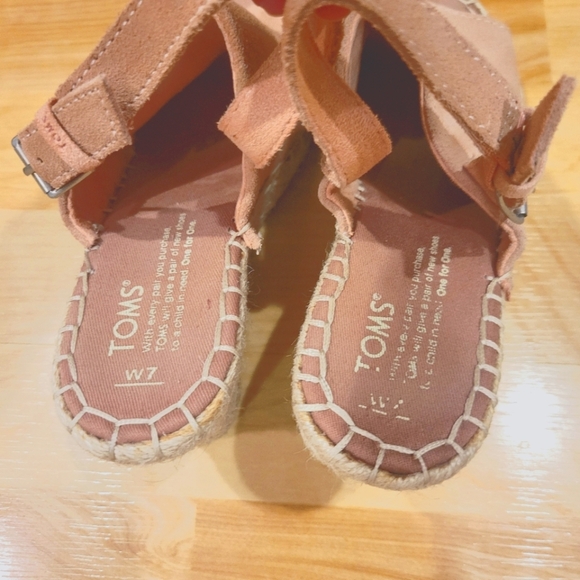 Toms Monica Espadrille Wedge Sling Back Sandals Pink Size 7 - Picture 8 of 15